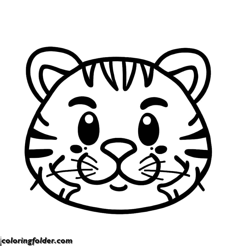 cute tiger head coloring pages 2