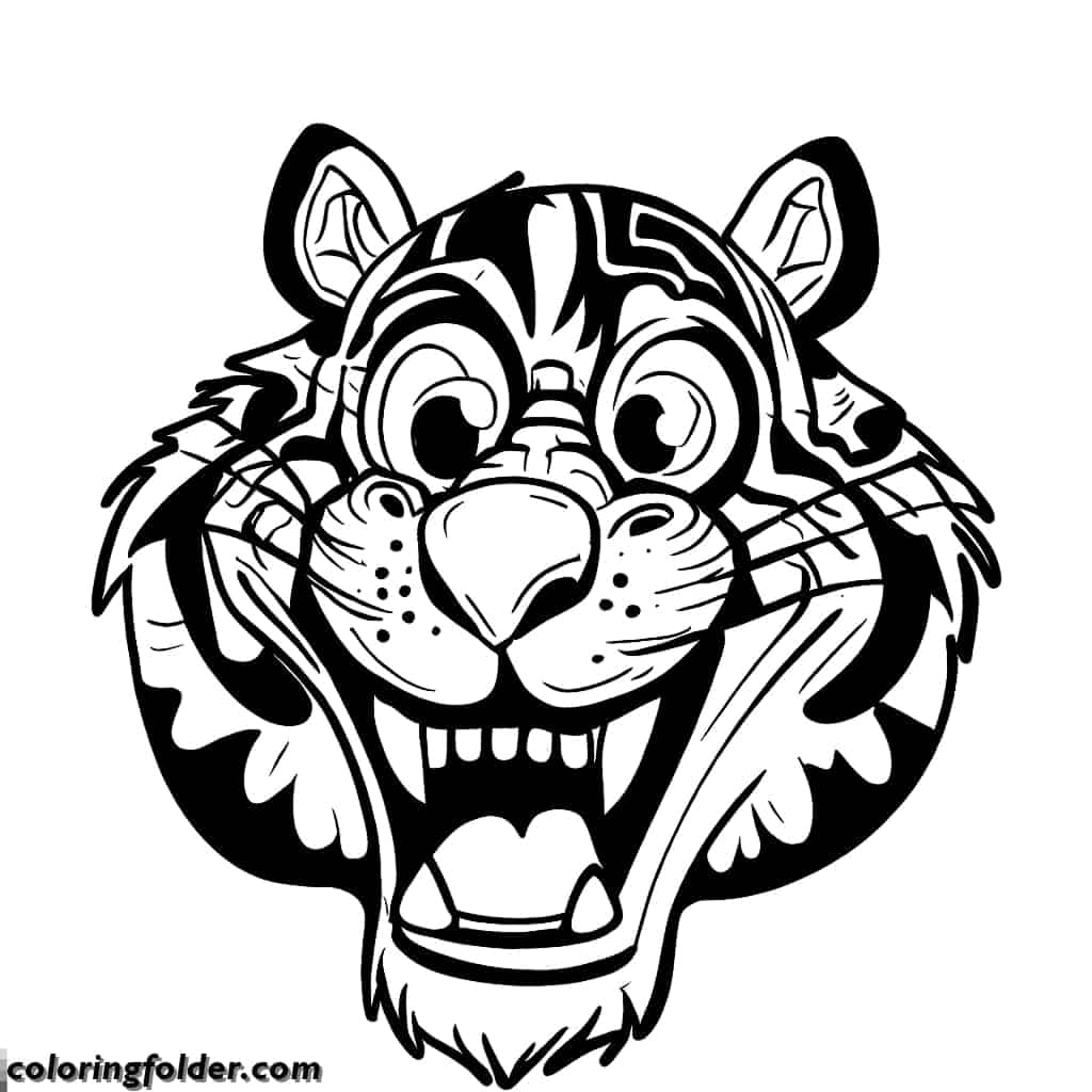 funny and silly tiger face coloring pages