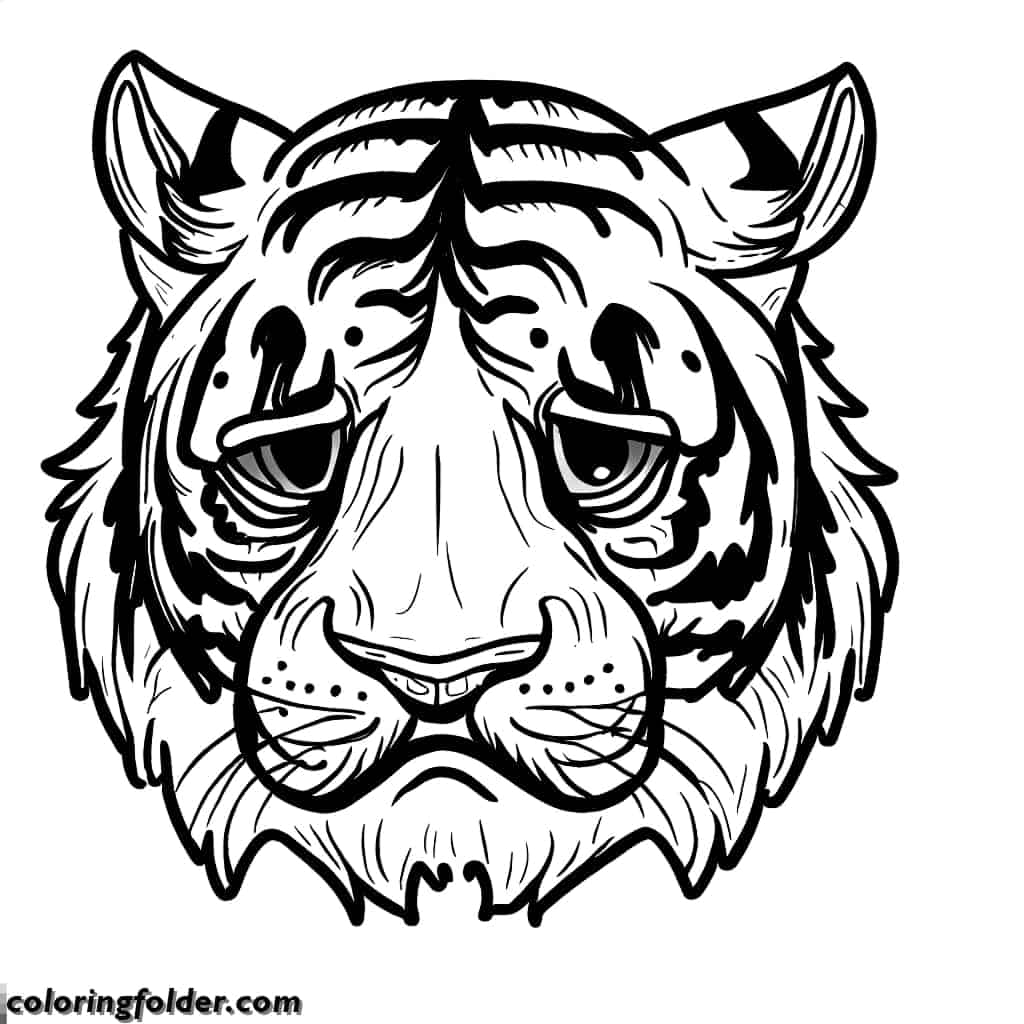 sad tiger head coloring pages 3