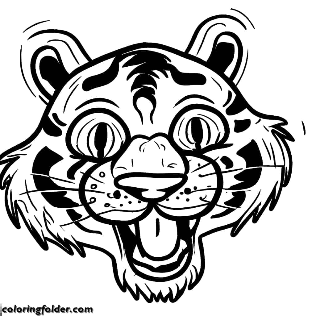 silly tiger head coloring pages 3