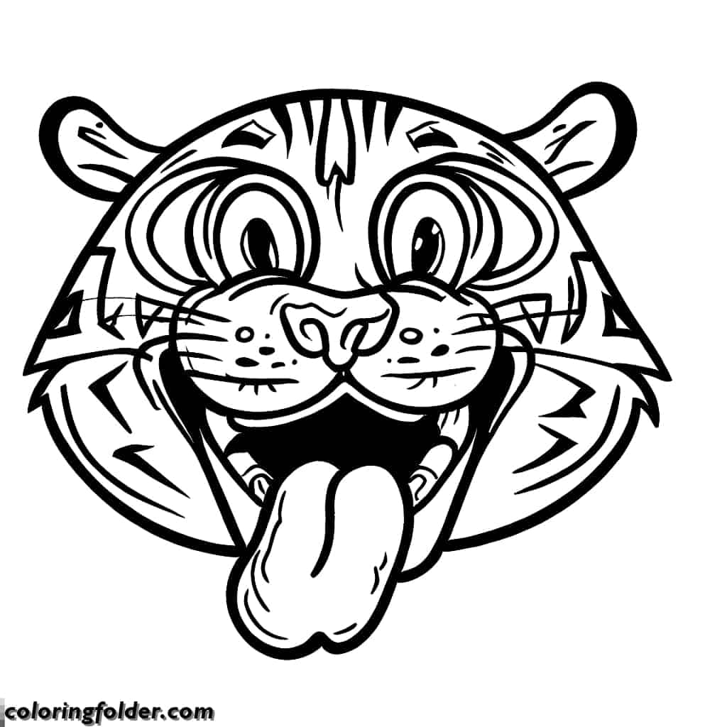 silly tiger head coloring pages