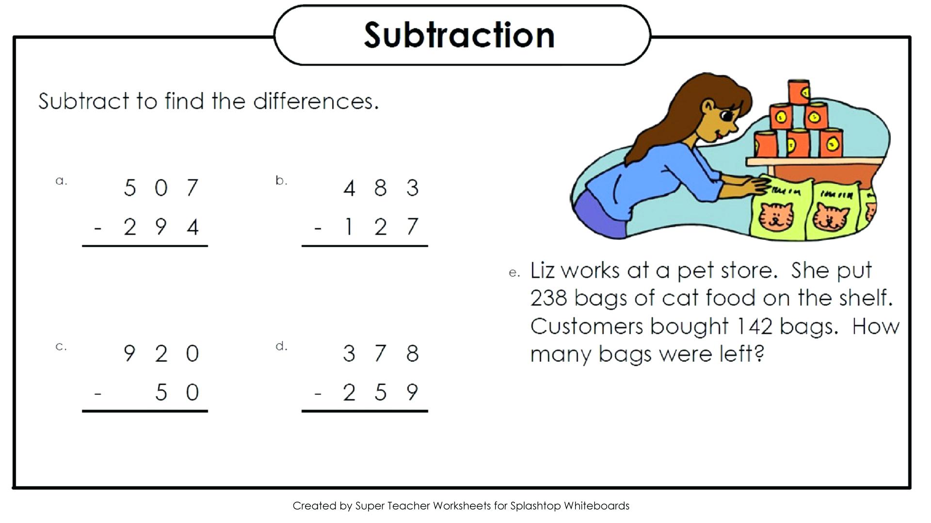 digits addition and subtraction worksheet
