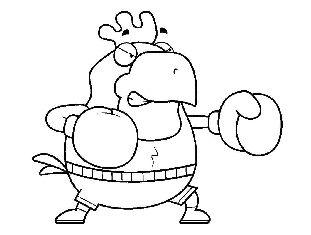 a kick boxing chicken coloring page