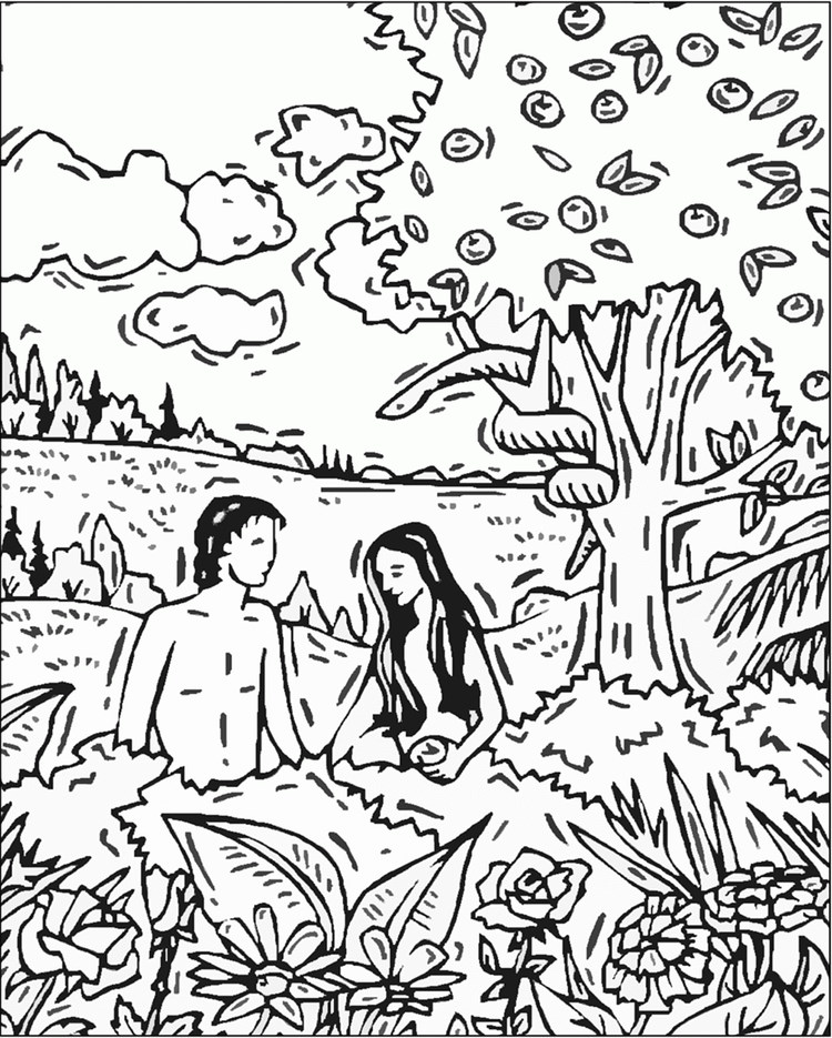Adam And Eve Before And After The Fall Coloring Pages