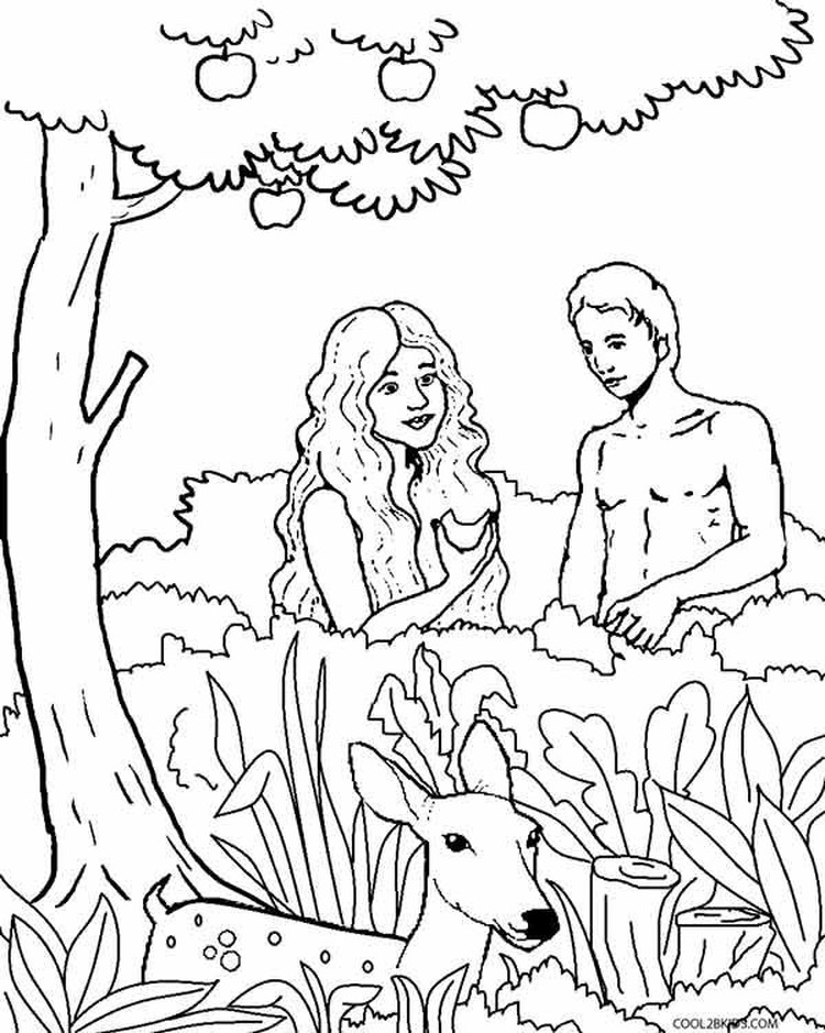 adam and eve eating apple coloring pages