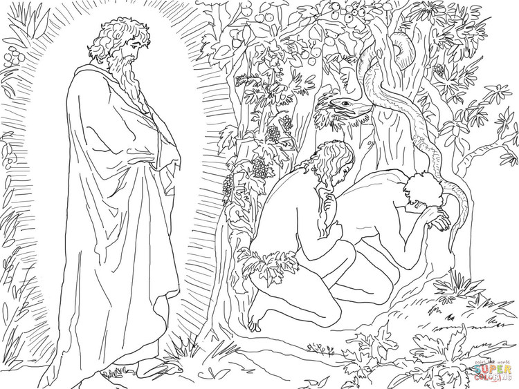 Adam And Eve Disobeyed God In The Garden Of Eden Coloring Pages For Kids