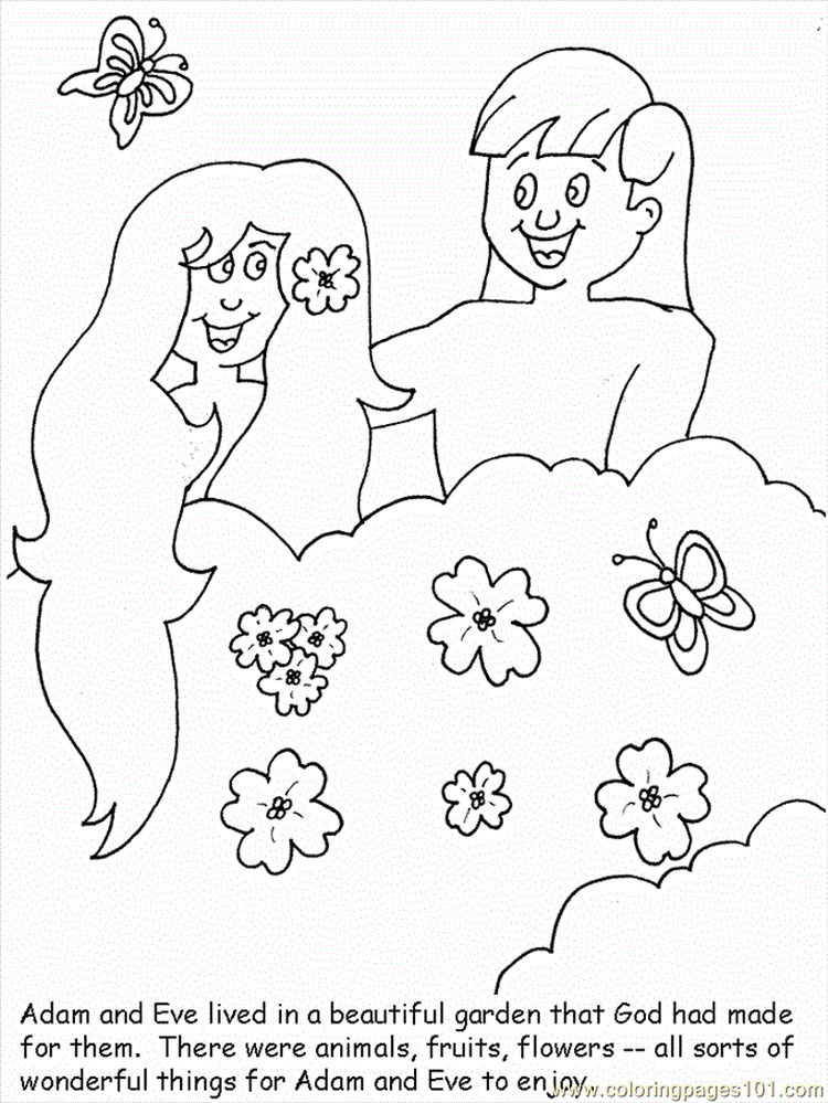 Adam And Eve Coloring Page Preschool