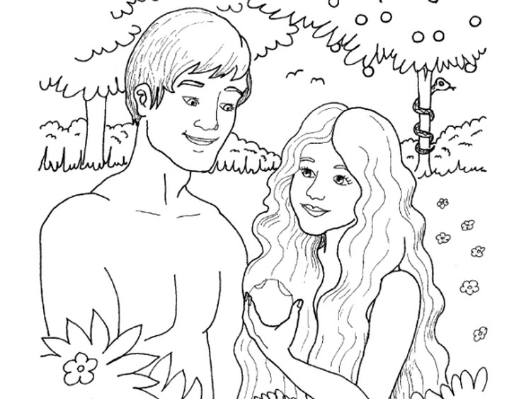 Adam And Eve In The Garden Of Eden Coloring Pages For Kids