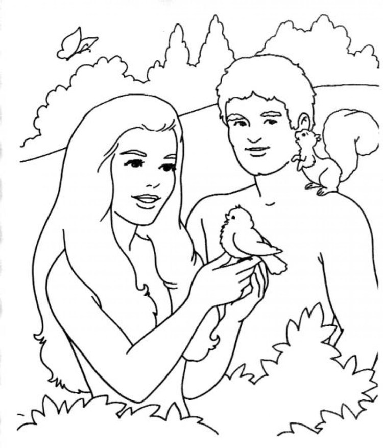 Adam And Eve In The Garden Of Eden Coloring Pages