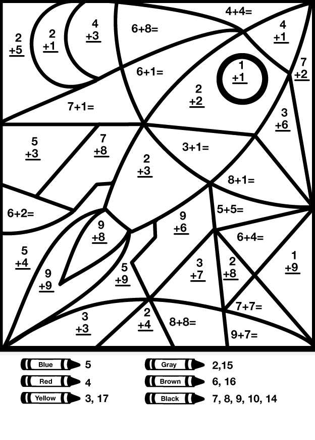 Addition Color By Number Math Coloring Sheet