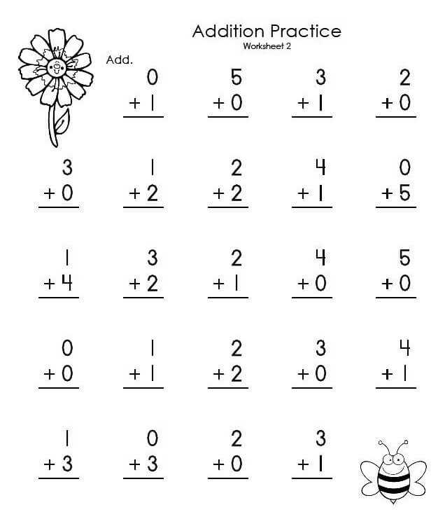 Addition Practice Kindergarten Math Worksheets
