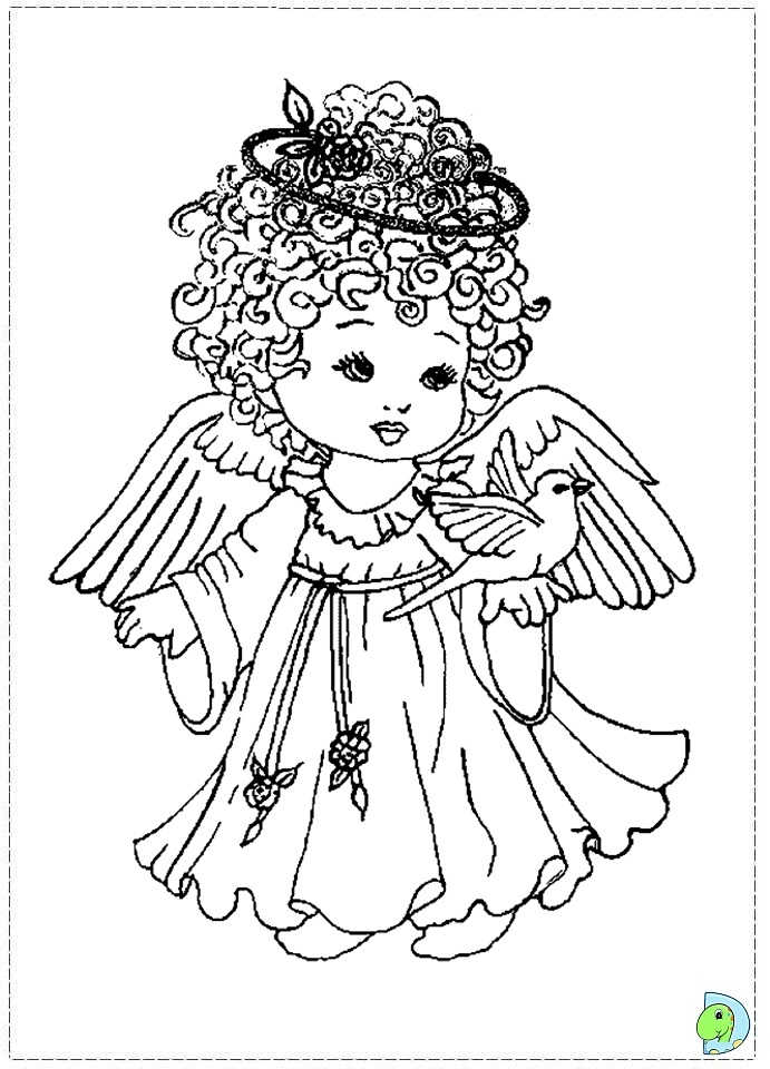 Adorable Baby Girl Angel Coloring Page