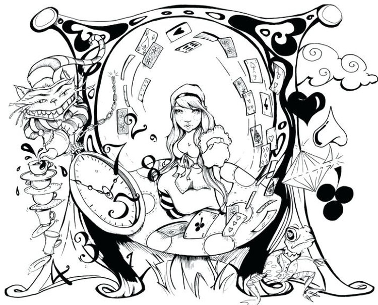 Adult Alice In Wonderland Coloring Pages