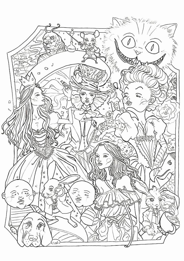 Adult Coloring Pages Alice In Wonderland