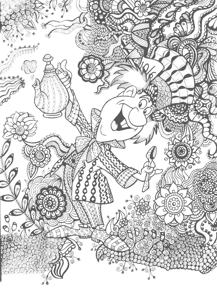 Adult Mad Hatter Coloring Pages