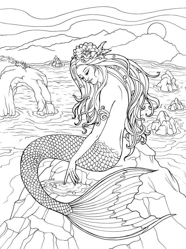 Adult Mermaid Coloring Pages