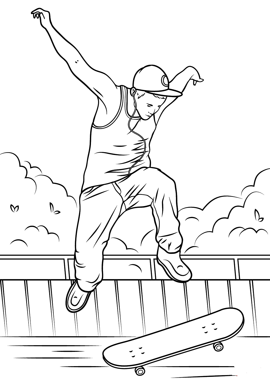 adult skateboarding coloring pages