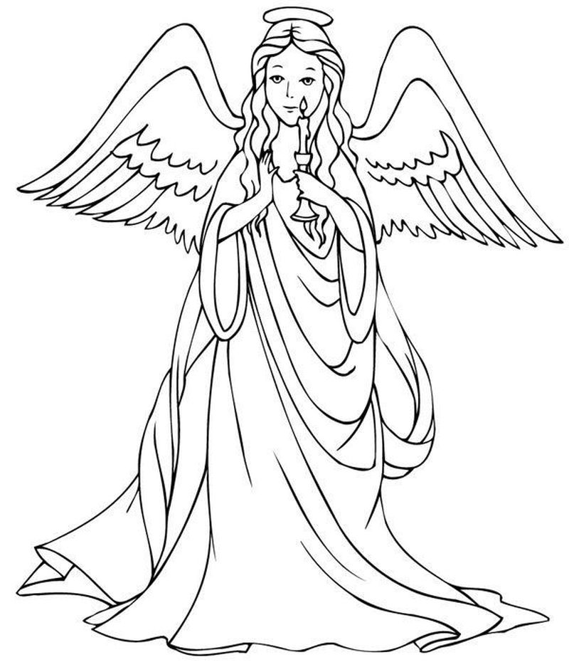 Portrait of a Girl Angel Decorated Floral Elements. PDF -   Animal  coloring pages, Angel coloring pages, Coloring book art