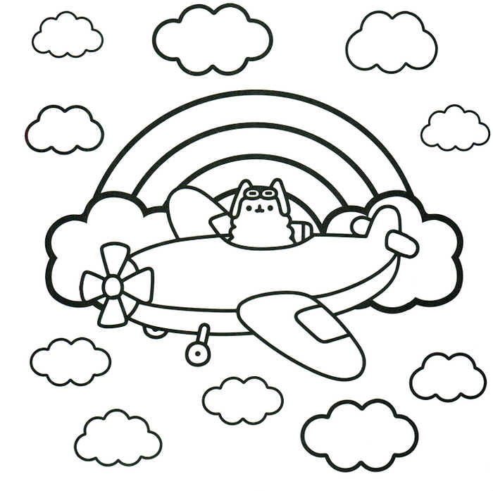 Airplane Kawaii Coloring Pages