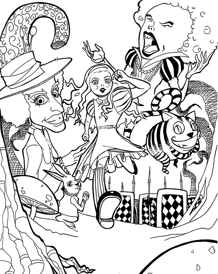 Alice In Wonderland Coloring Pages Tim Burton