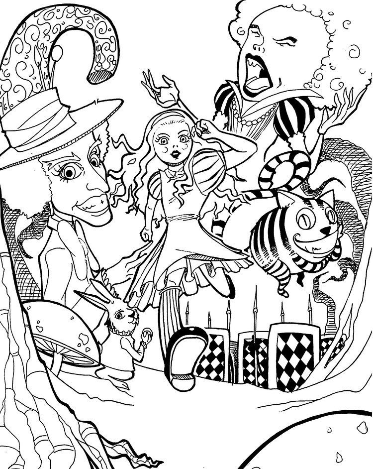 Alice In Wonderland Coloring Pages PDF - Coloringfolder.com