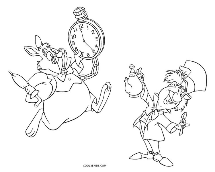 Alice In Wonderland Mad Hatter Coloring Pages