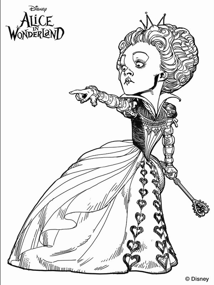 Alice In Wonderland Queen Of Hearts Coloring Pages