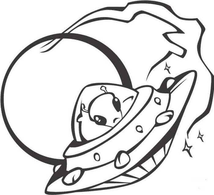 Alien In Space Coloring Page