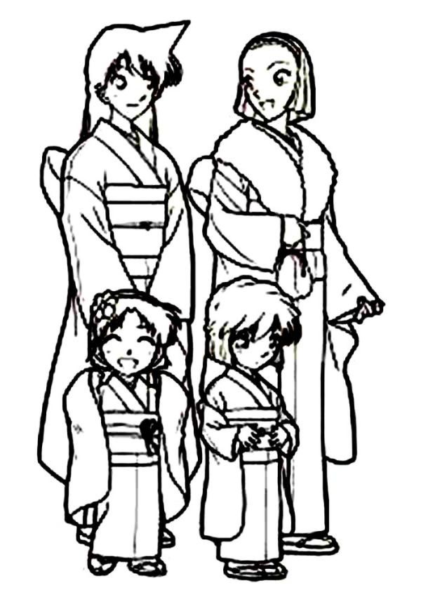 All Girl Characters In Detective Conan Wear Kimono Coloring Page Coloring Sun