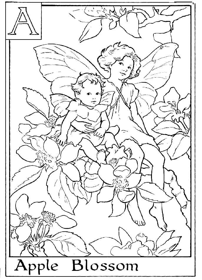 Alphabet Fairy Apple Coloring Page
