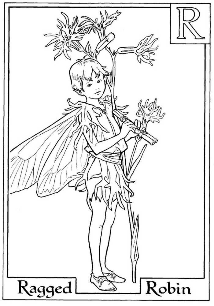 Alphabet Fairy Robin Coloring Page