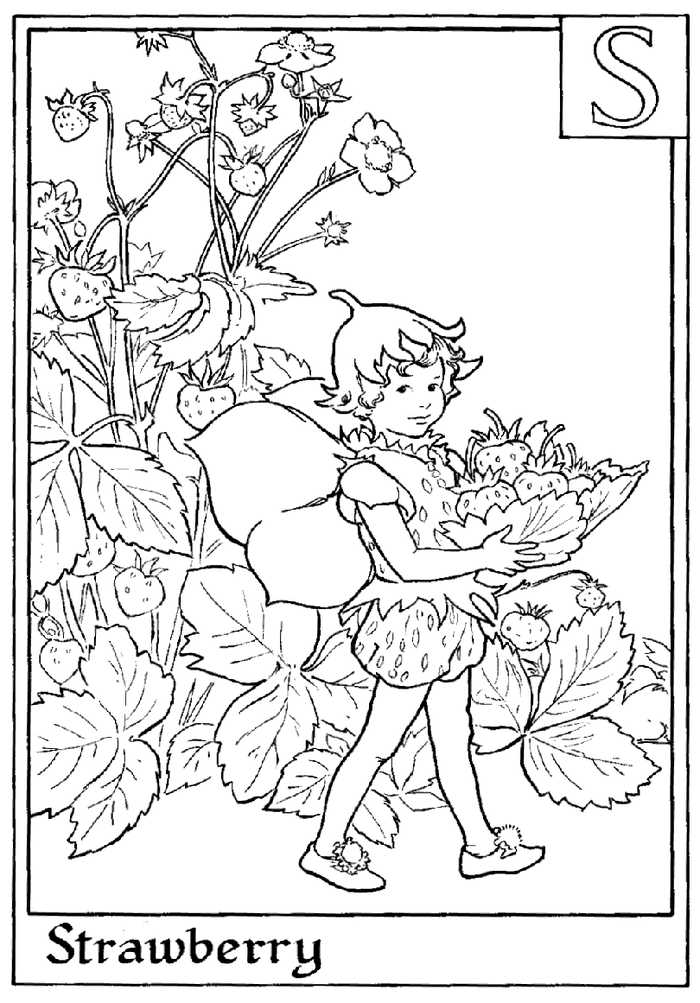 Alphabet Fairy Strawberry Coloring Page
