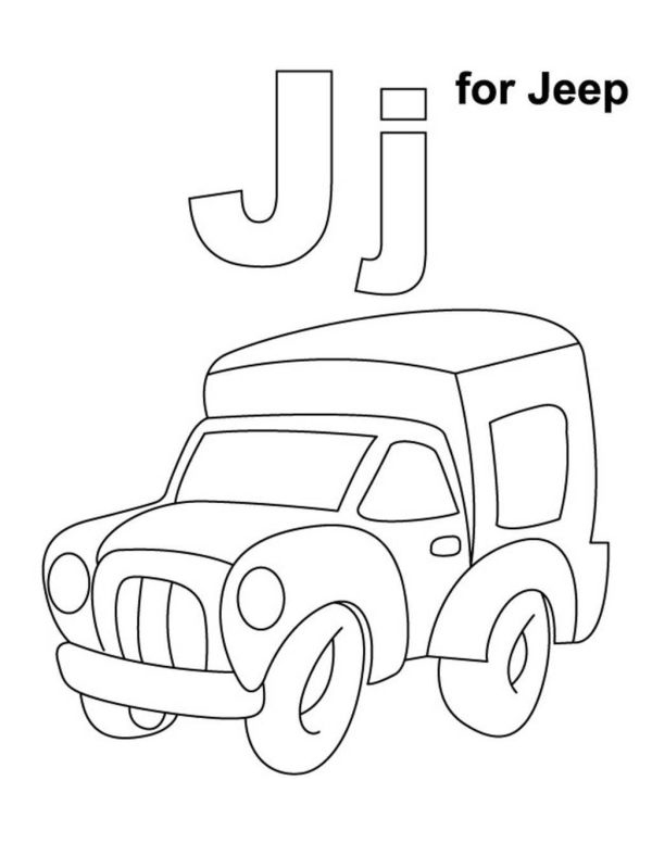 Alphabet J For Jeepac Coloring Pages Printable