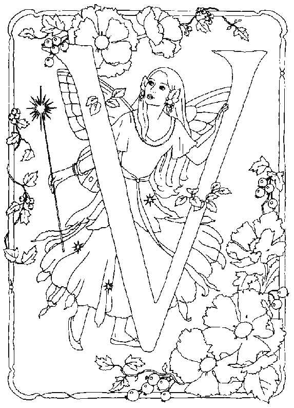 Alphabet V Fairy Coloring Pages