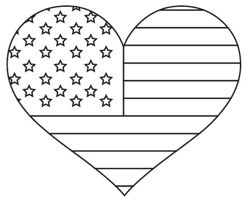American Flag Coloring Pages Heart