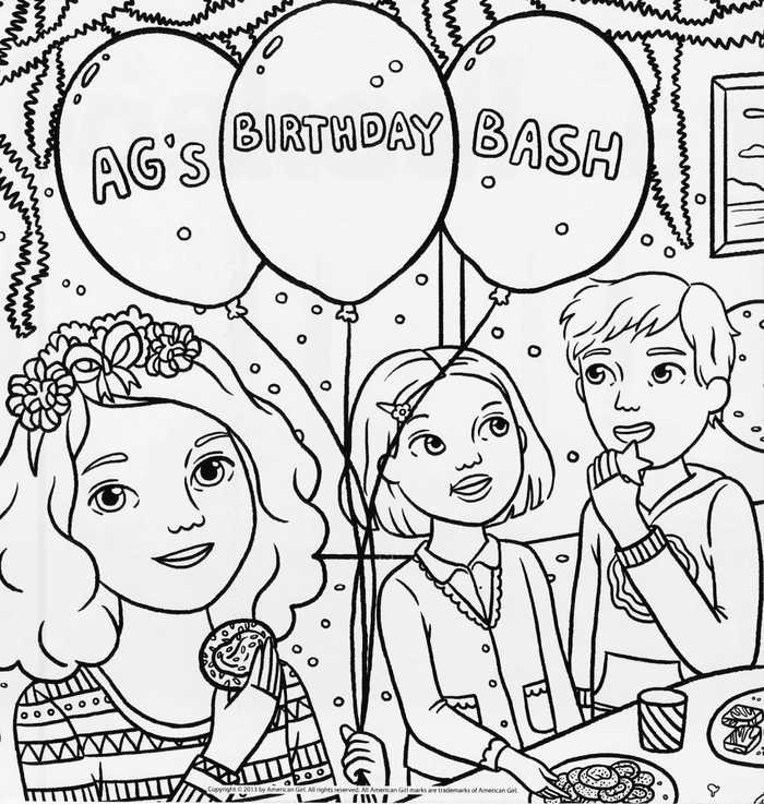 American Girl Doll Birthday Party Coloring Pages