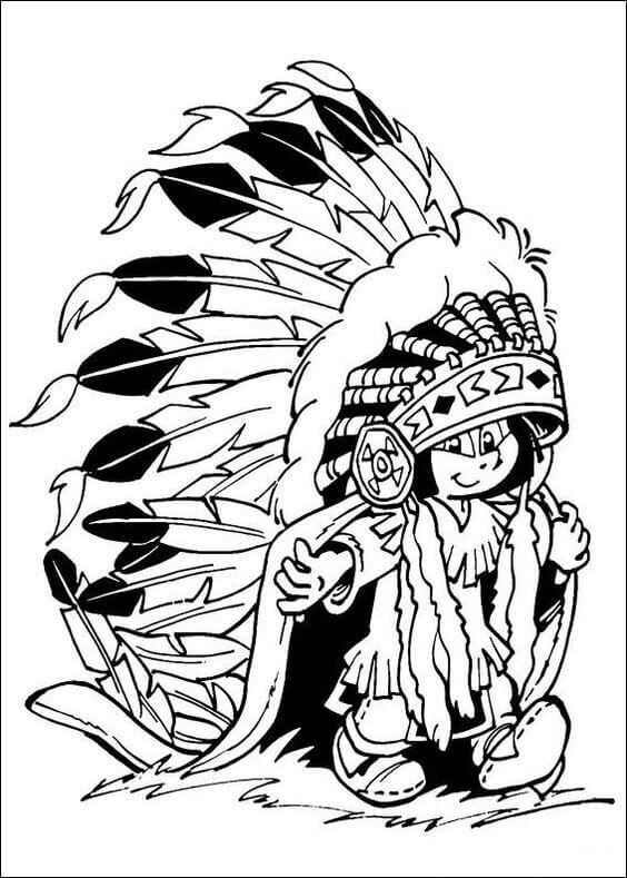 American Indian Child Coloring Page