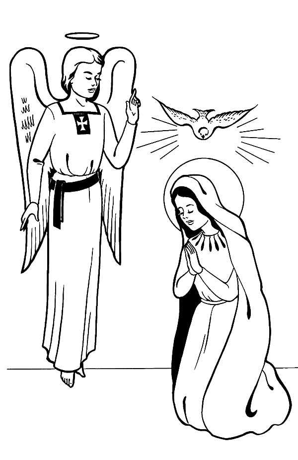 Angel Gabriel And Mary Coloring Page