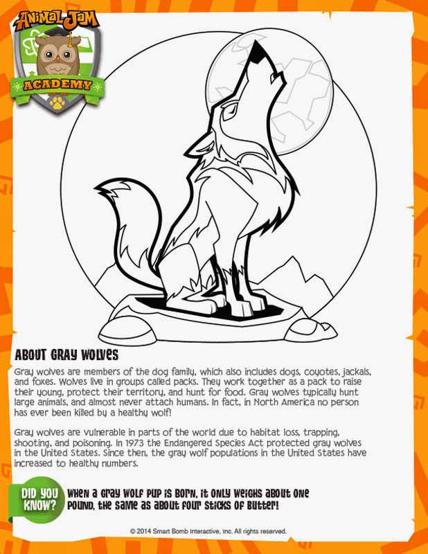 Animal Jam Academy Gray Wolves Page