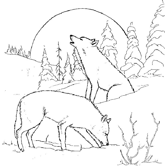 Anime Christmas Wolves Coloring Pages
