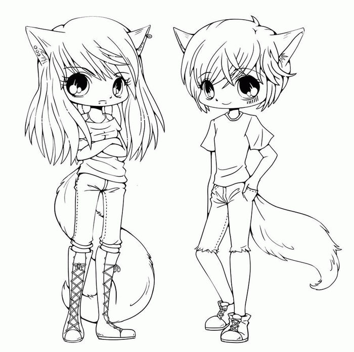 Wolf Girl Anime Coloring Page  Anime Fox Girl Coloring Pages HD Png  Download  Transparent Png Image  PNGitem