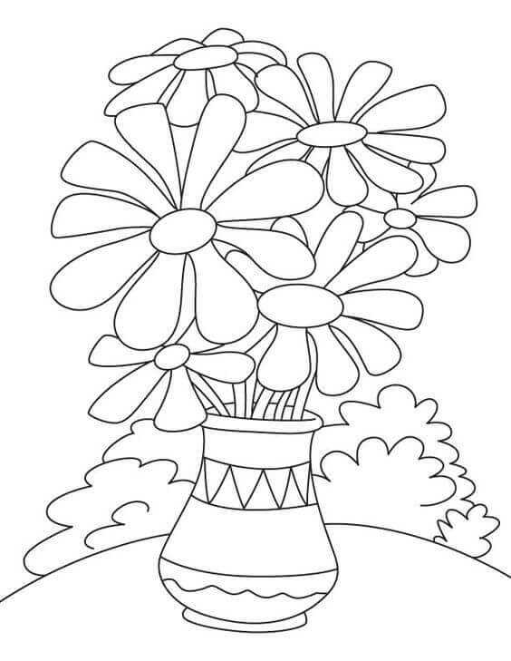 April Month Flower Daisy Coloring Page