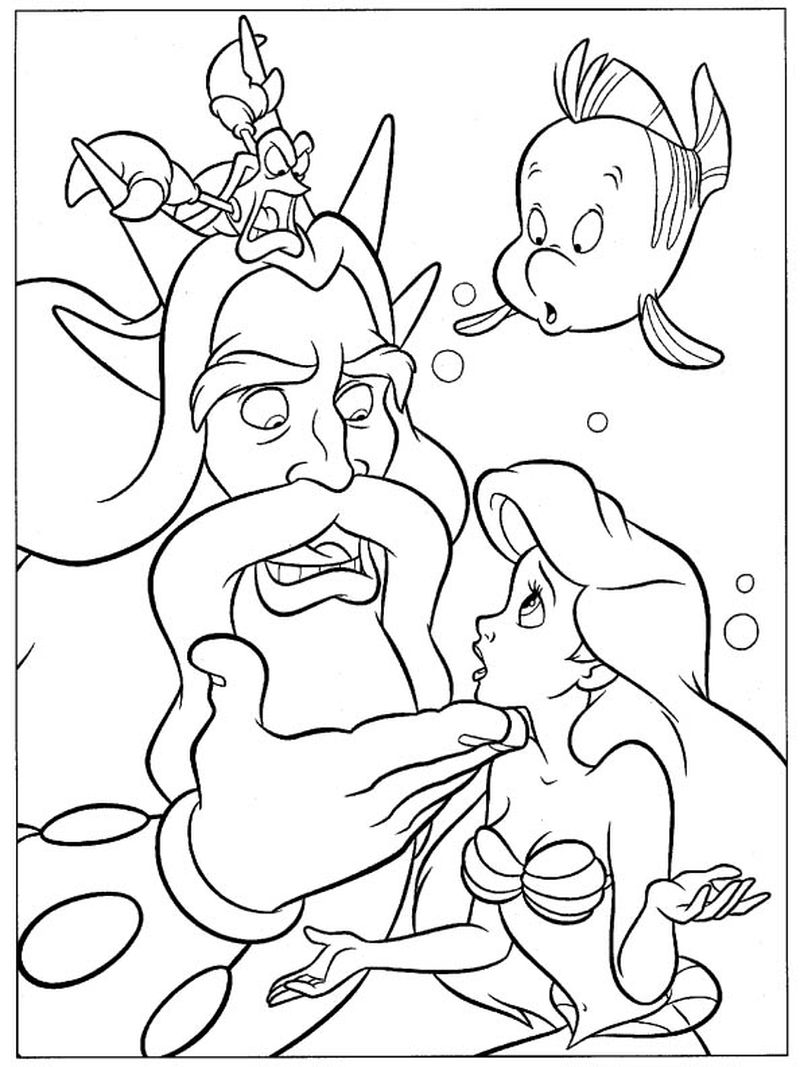 Ariel Flounder and King Triton Coloring