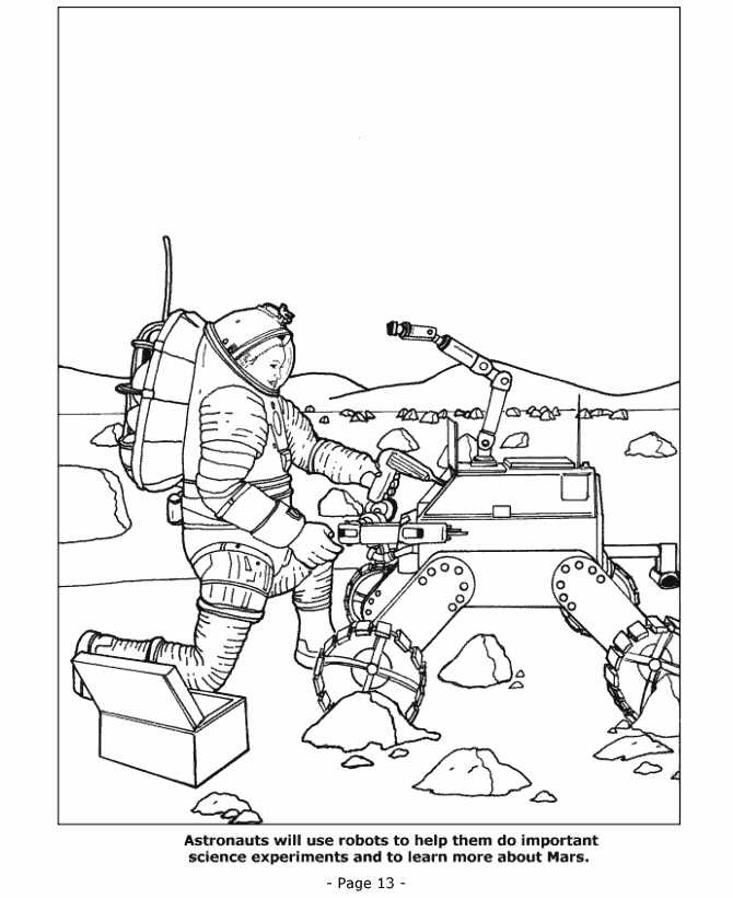 Astronaut On Mars Coloring Page