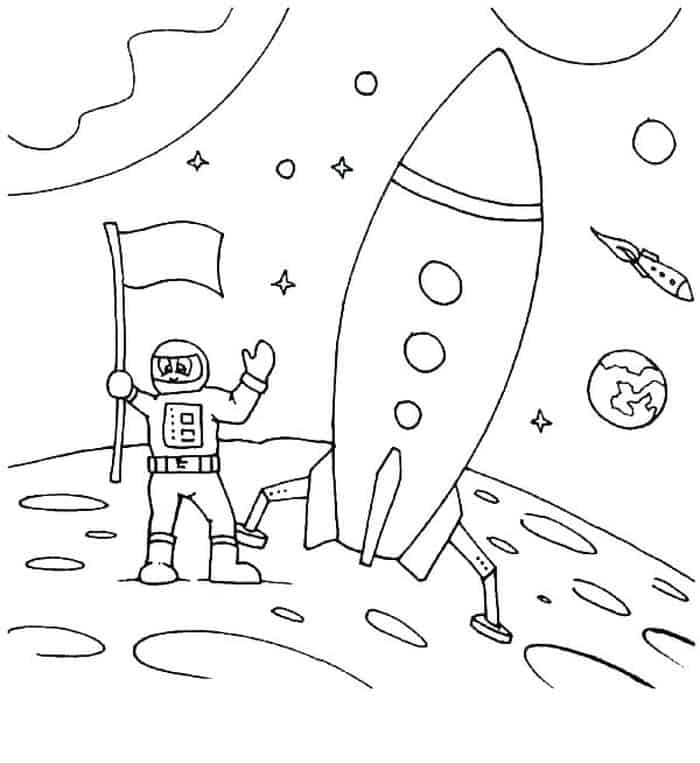 Astronaut With Shuttle Coloring Pages