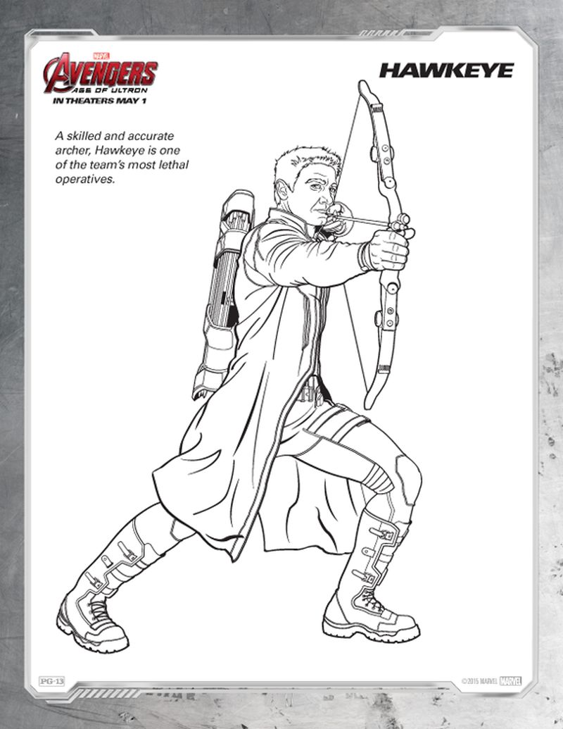 Avengers Coloring Pages Free Hawkeye