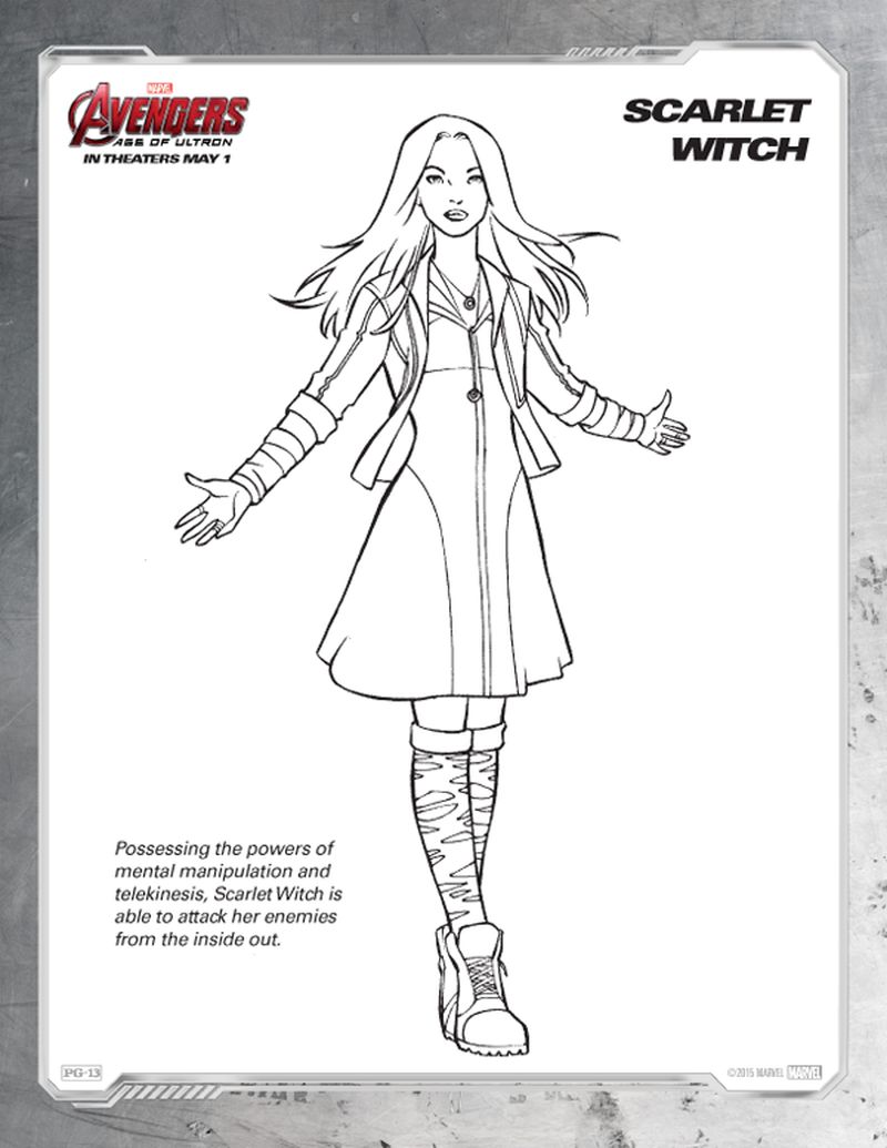 Avengers Coloring Pages Free Scarlet Witch