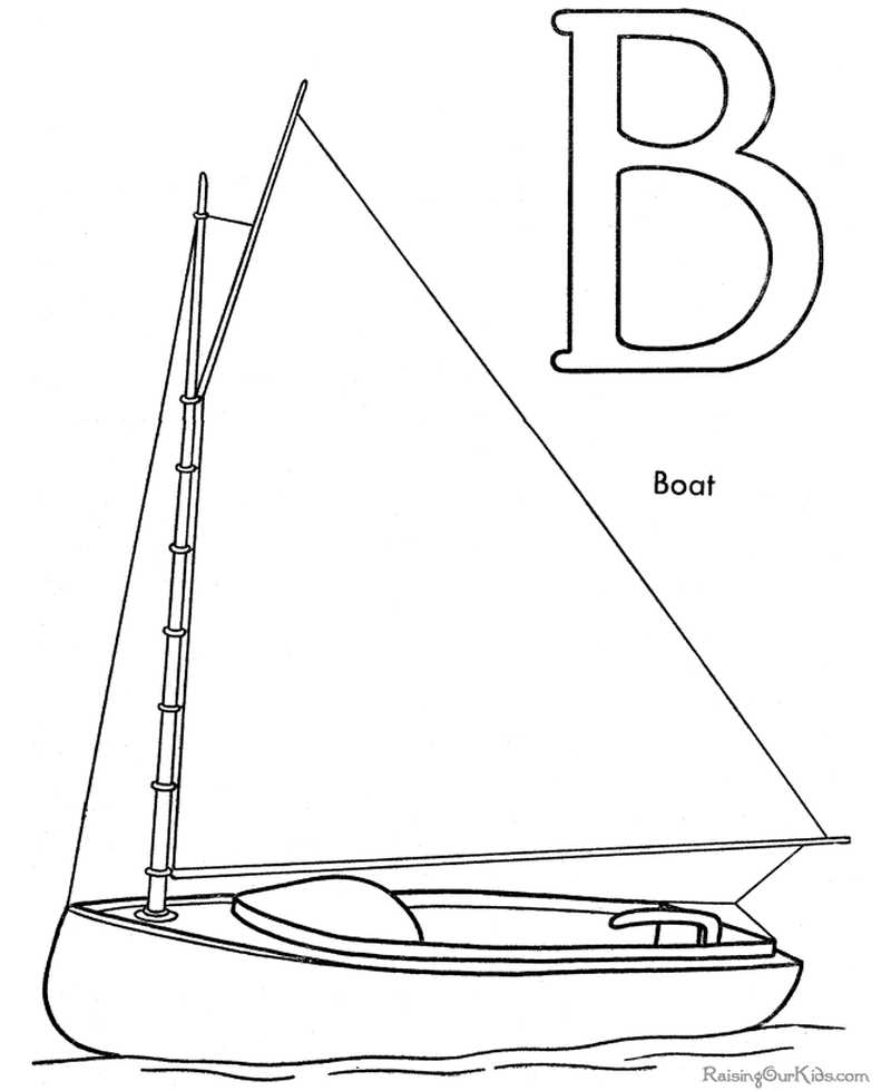 B For Boat Coloring Page