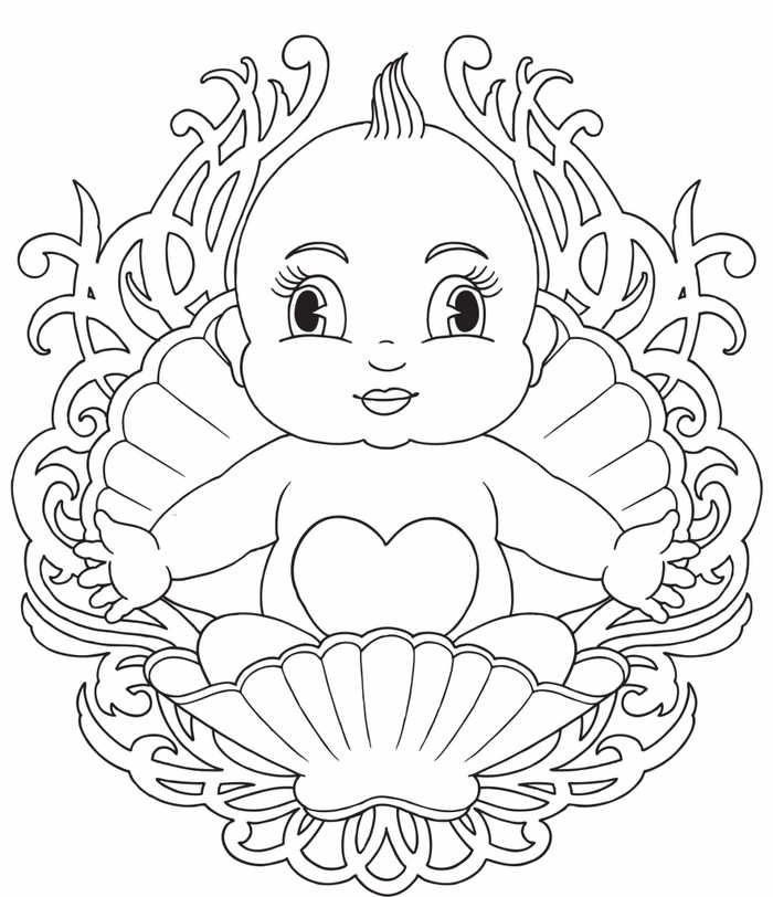 Baby Born In A Shell Babies Coloring Page