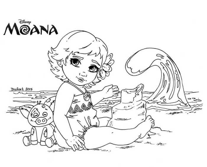 Baby Moana Coloring Page